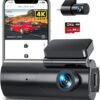 GKU 4K Dash Cam Front and Rear 5GHz WiFi Dashcam with 64GB SD Card Dual Car Camera Dash Cam with Parking Monitor
