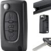 Car Key Shell 3 Buttons 0536 HU83 Compatible with Citroen Berlingo Dispatch Peugeot Partner Expert Fiat Scudo Toyota ProAce Remote Control Key Case with Battery Holder and Slot