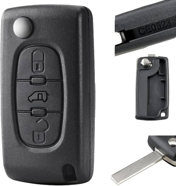 Car Key Shell 3 Buttons 0536 HU83 Compatible with Citroen Berlingo Dispatch Peugeot Partner Expert Fiat Scudo Toyota ProAce Remote Control Key Case with Battery Holder and Slot