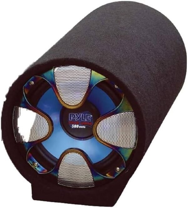 Pyle 8-Inch Carpeted Subwoofer Tube Speaker 250 Watt High Powered Car Audio Sound Component Speaker Enclosure System