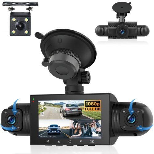 Hodozzy 360 Car Dashcam 4 Cameras Front Rear Interior Left Right 1080P 8 LEDs IR Night Vision