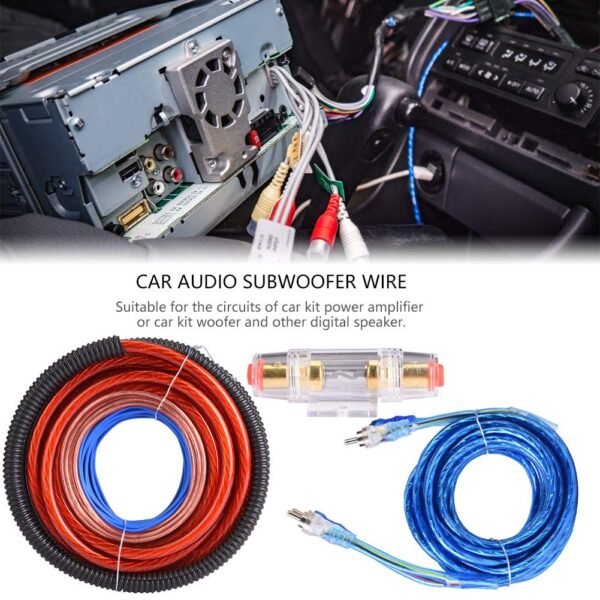 Subwoofer Amplifier Installation Cable 4 Gauge 2800W Car Audio Subwoofer Amplifier Speaker Installation Cable Kit Fuse Suit
