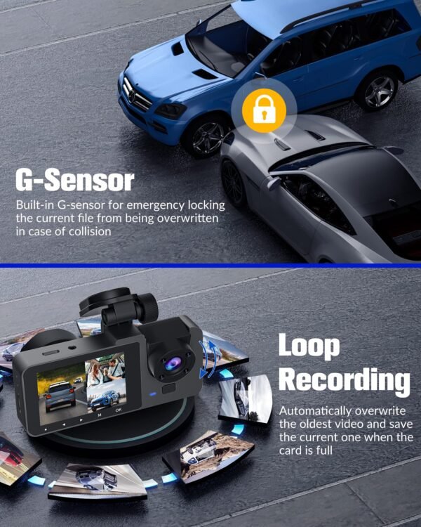 Dashcam Car Front Rear with Parking Monitoring 2K  Viewing Angle